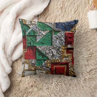 Emerald Gold Ivory Red Blue Giant Square Mosaic Cushion