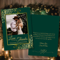 Emerald & Gold Love & Thanks Photo & Note Wedding