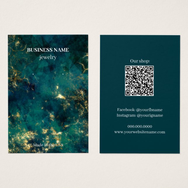 Emerald Gold Marble Jewellery Business Earring (Front & Back)