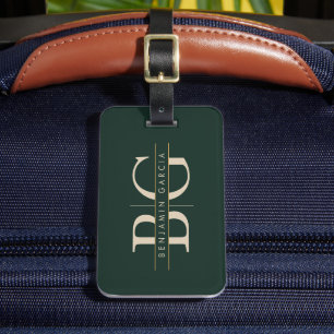 Emerald Gold Monogram Luggage Tag