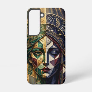 Emerald Gold Mosaic Goddess Halo Samsung Galaxy Case
