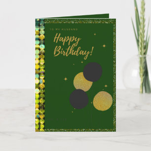 Emerald Gold Sequin Birthday Card Signature Luxury