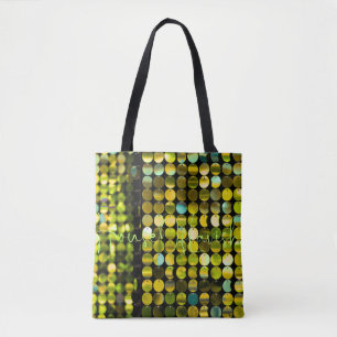 Emerald Gold Sequin Luxury Tote Bag By Lavish