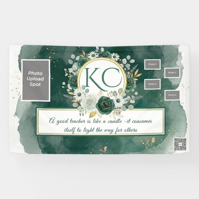 Emerald Gold Teacher Appreciation Photo Banner (Horizontal)