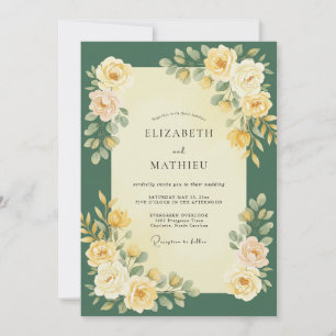 Emerald Gold Vine Wedding Invitation
