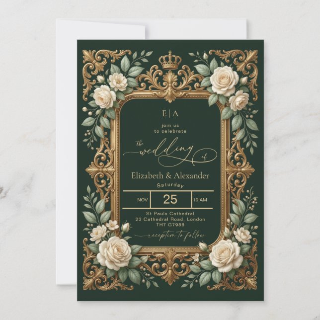 Emerald Gold Wedding Invitation (Front)