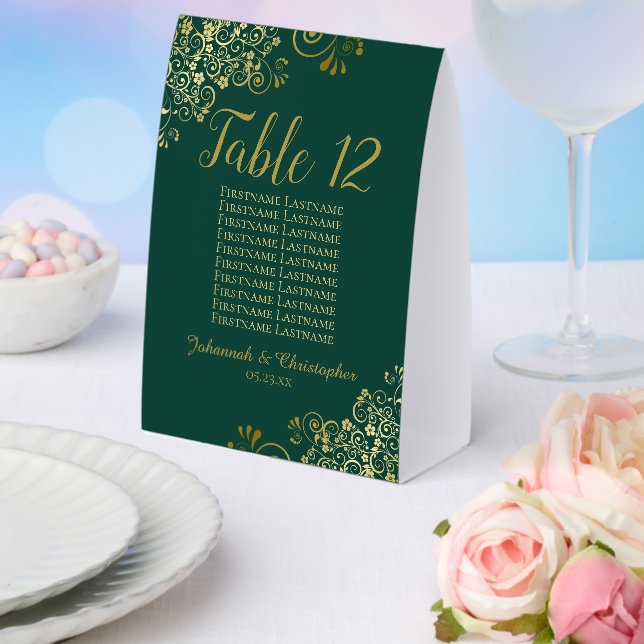 Emerald & Gold Wedding Table Number Seating Chart (Insitu(Wedding))