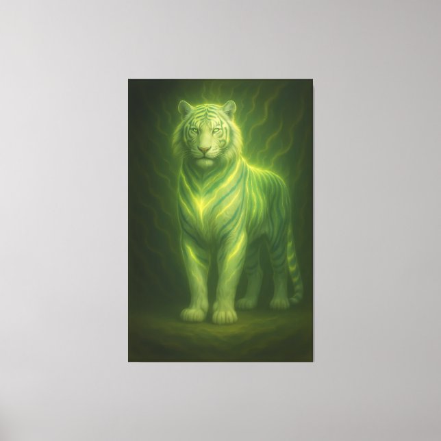 Emerald Golden Glow White Tiger – Standing Lightfo Canvas Print (Front)