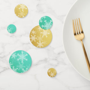 Emerald Golden Snowflakes Minimalist Christmas Confetti