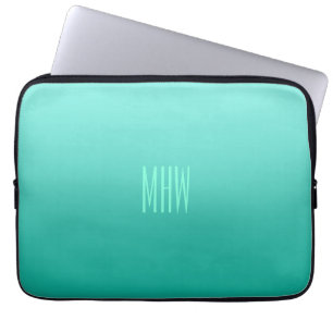 Emerald Gradient custom monogram laptop sleeves
