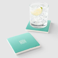 Emerald Gradient custom monogram stone coasters