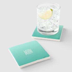 Emerald Gradient custom monogram stone coasters