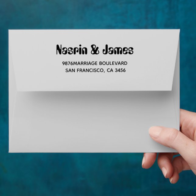 Emerald Gray Wedding Return Address Envelope (Hand)