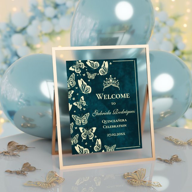 Emerald Green 15th Birthday Quinceañera Welcome Poster (Emerald Green 15th Birthday Quinceañera Welcome Poster)