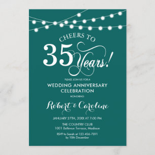 Emerald green 35th Wedding Anniversary Invitation