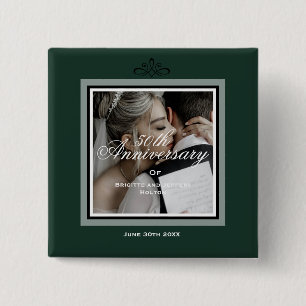Emerald green 50th wedding anniversary button