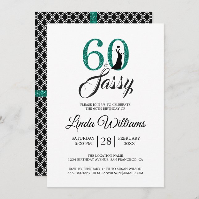 Emerald Green 60 and Sassy | 60th Birthday Party Invitation (Front/Back)