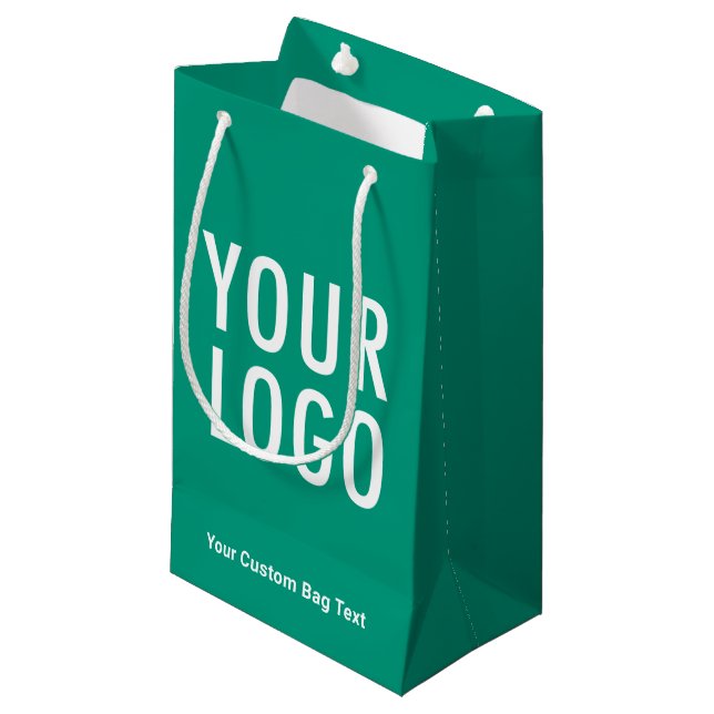 Emerald Green 8.5 inch Gift Bag Company Logo Small (Front Angled)