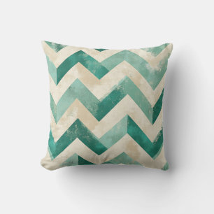 Emerald Green Abstract Chevron Watercolor Cushion