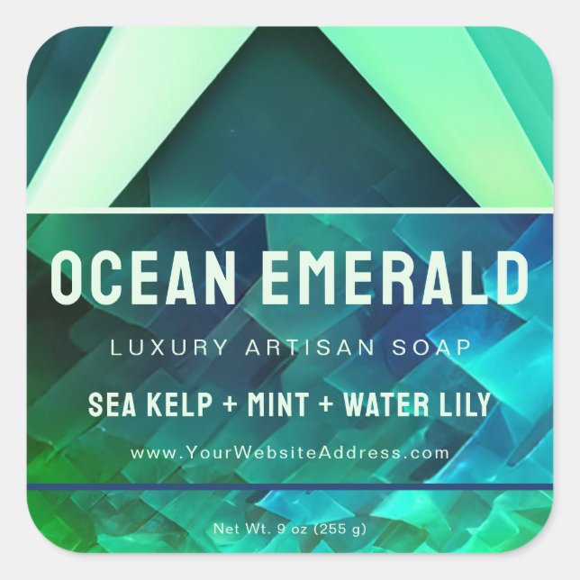 Emerald Green Abstract Geometric Product Label (Front)