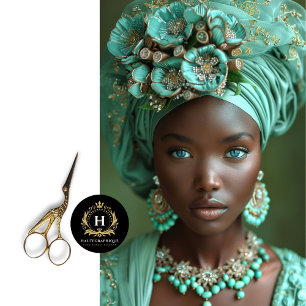 Emerald Green African Woman Portrait  Decoupage  Tissue Paper