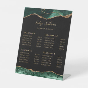 emerald green Agate Beauty Salon Price List Pedestal Sign