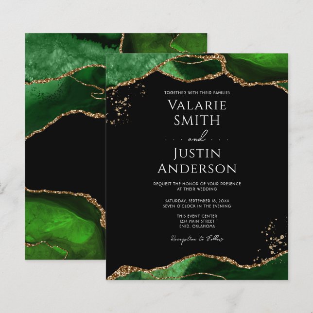 Emerald Green Agate Budget Wedding (Front/Back)