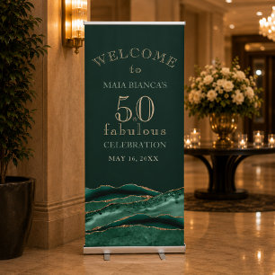 Emerald Green Agate Fifty Fabulous Retractable Banner