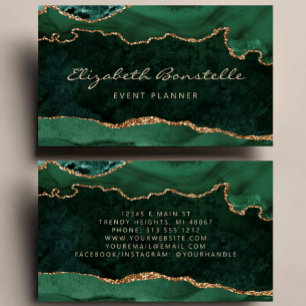 Emerald Green Agate Gold Glitter Luxury Business Card