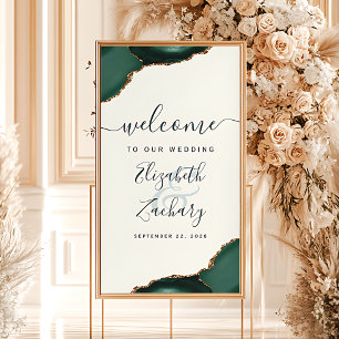 Emerald Green Agate Ivory 32x48 Wedding Welcome Poster