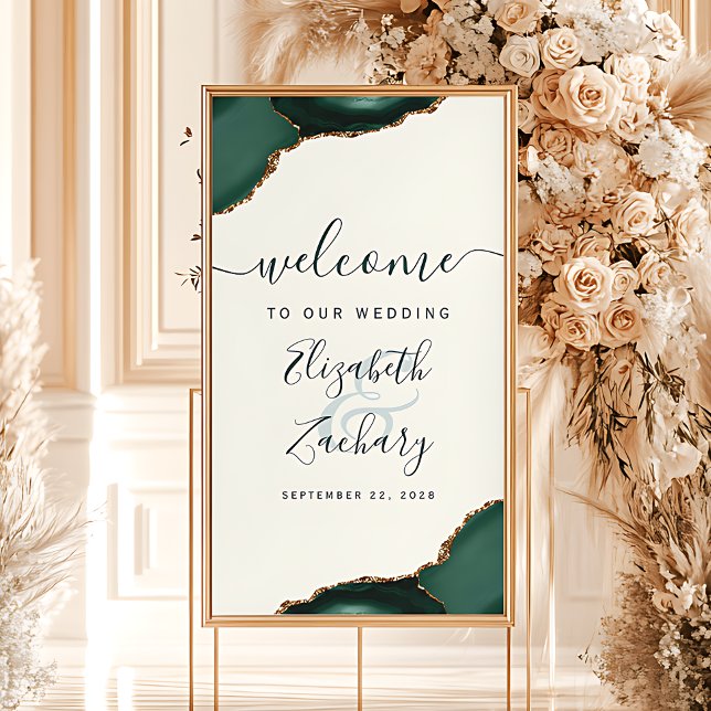 Emerald Green Agate Ivory 32x48 Wedding Welcome Poster (Creator Uploaded)
