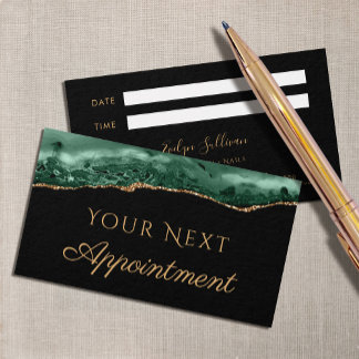 emerald green Agate on Black Appointment Card