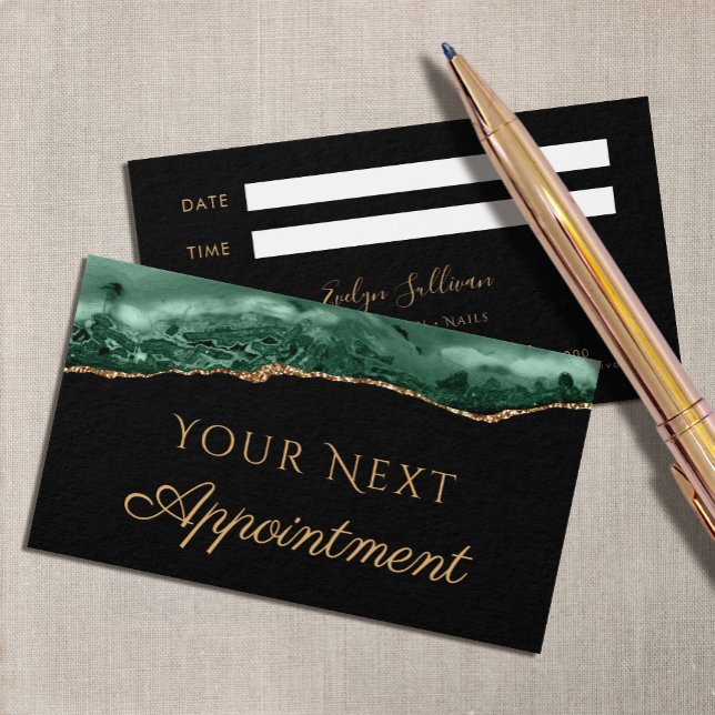 emerald green Agate on Black Appointment Card (Creator Uploaded)