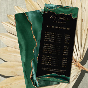 emerald green agate on black price list  rack card