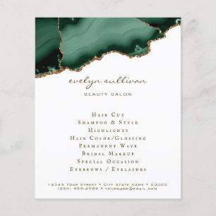 emerald green agate on white flyer