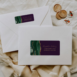 Emerald Green Agate Purple Wedding Return Address
