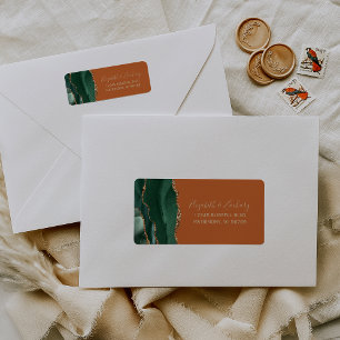 Emerald Green Agate Rust Wedding Return Address