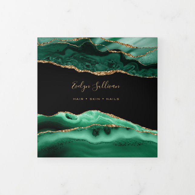 Emerald green Agate Trifold Brochure (Cover)