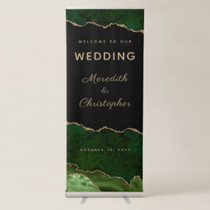 Emerald Green Agate Wedding Welcome Retractable Banner