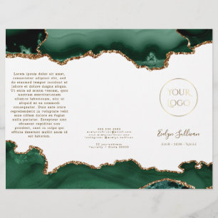 emerald green agate white background brochure