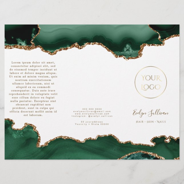 emerald green agate white background brochure (Front)