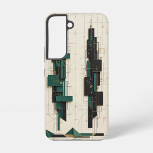 Emerald Green and Black Gold Architectural Towers Samsung Galaxy Case