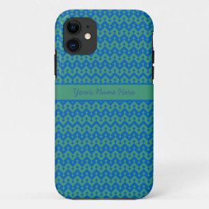 Emerald Green and Bright Blue Geometric Pattern iPhone 11 Case
