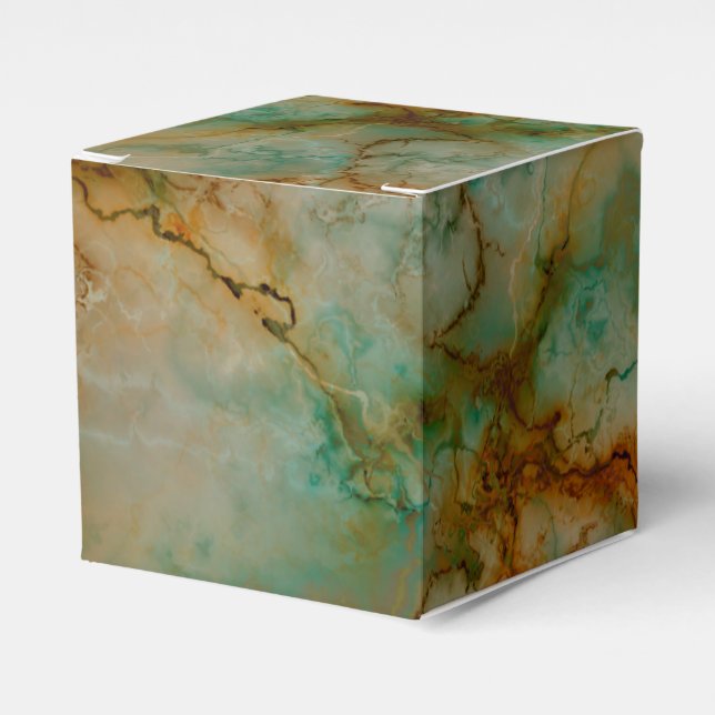 Emerald Green and Copper Gold Marble Favour Box (Front Side)