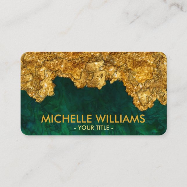 Emerald Green and gold Abstract  Business Card (Front)