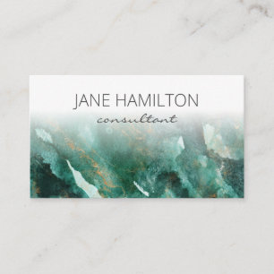 Emerald Green and Gold Abstract Business Card