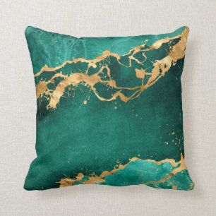 Emerald Green and Gold abstract Cushion