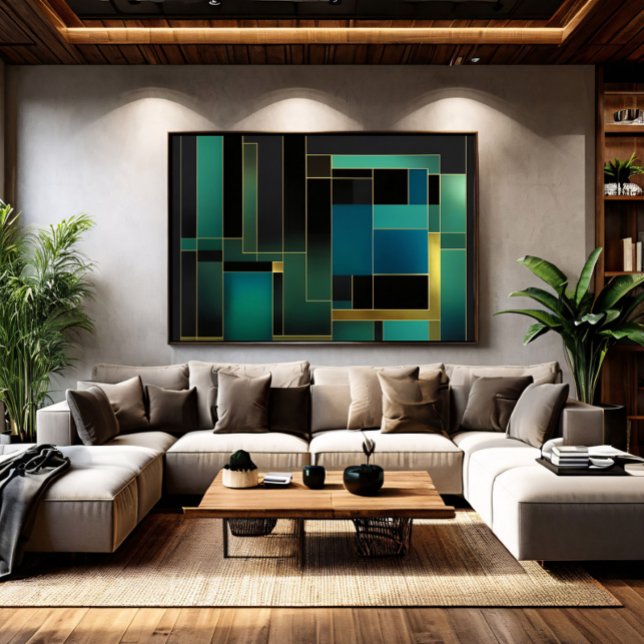 Emerald Green and Gold Abstract Geometric Poster (Creator Uploaded)