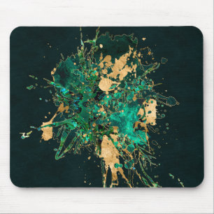 Emerald Green and Gold abstract Mouse Mat