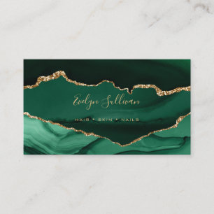 emerald green and gold agate business card